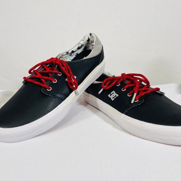 DC Men's Trase X Ben Davis Skate Shoe Size 12 Black Leather Red Low Top RARE - Picture 1 of 13
